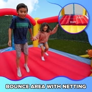 Sportspower inflatable bounce house with slide for kids, indoor outdoor bouncy castle jumper, blow up jump house with air blower, backyard playground, ASTM certified, Heavy Duty, My first Jump N Play