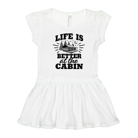 

Inktastic Life is Better at the Cabin with Trees and Moon Gift Toddler Girl Dress
