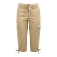 thumbnail image 4 of LNWUY Womens Cargo Capri Pants Hiking Travel Cargo Capri Pants Drawstring Hem Capris Spring Summer Trousers with Pockets Yellow M, 4 of 5