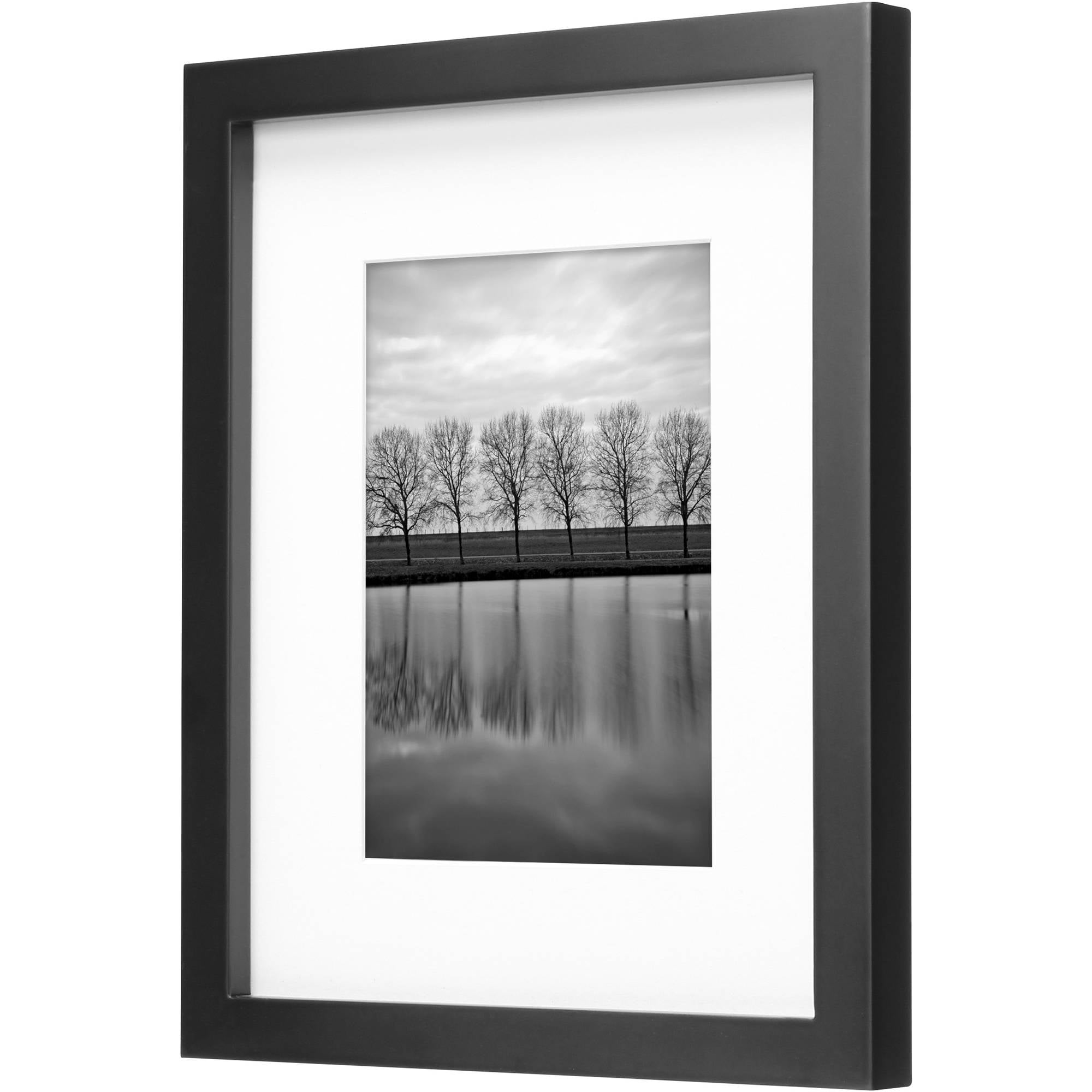 Better Homes & Gardens Gallery 11x14 Matted for 8x10 Wall Picture Frame, Black