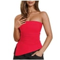 thumbnail image 2 of Wancir Womens Tube Top 2025 Summer Trendy Strapless Tops Going Out Outfits Ruched Asymmetrical Bandeau Shirts, 2 of 8