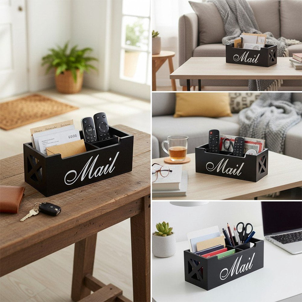 Modern Mail Holder For Desk, Wood Letter Organizer Sorter Envelope Organizer Bill Filling Rack Wood Mail Basket Magazine Holder For Home Office