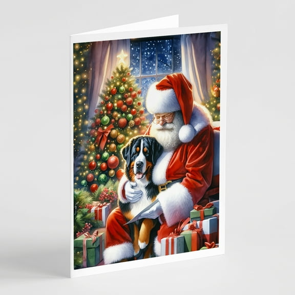 Greater Swiss Mountain Dog and Santa Claus Greeting Cards Pack of 8 7 in x 5 in