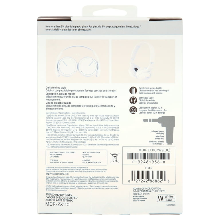 Sony MDR-ZX110 Wired Extra Bass Noise Cancelling Stereo Sony MDR-ZX110 Wired Extra Bass Noise Cancelling Stereo