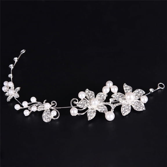 Racing Butterfly New Crystal Rhinestone Pearl Headband Silver Wedding Party Tiara Bridal Hairclip