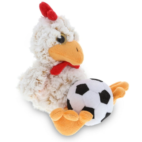 DolliBu Rooster Stuffed Animal with Soccer Ball Plush - Soft Plush Huggable Rooster, Adorable Playtime Plush Toy, Cute Farm Life Gift, Soccer Plush Doll Animal Toy for Kids and Adults - 9 Inches