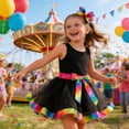 thumbnail image 2 of Byoo Toddler Girls' Rainbow Tutu Dress Sleeveless Bow Waist Tulle Party Dresses Kids Celebration Party Dress, 2 of 4