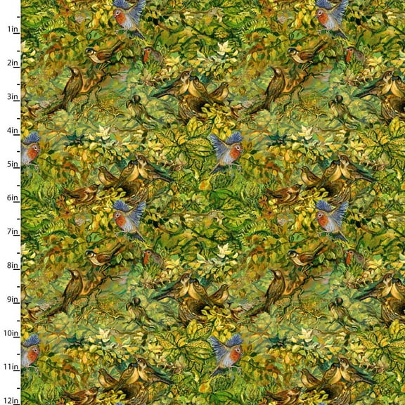Power of the Elements Hidden Birds Cotton Fabric