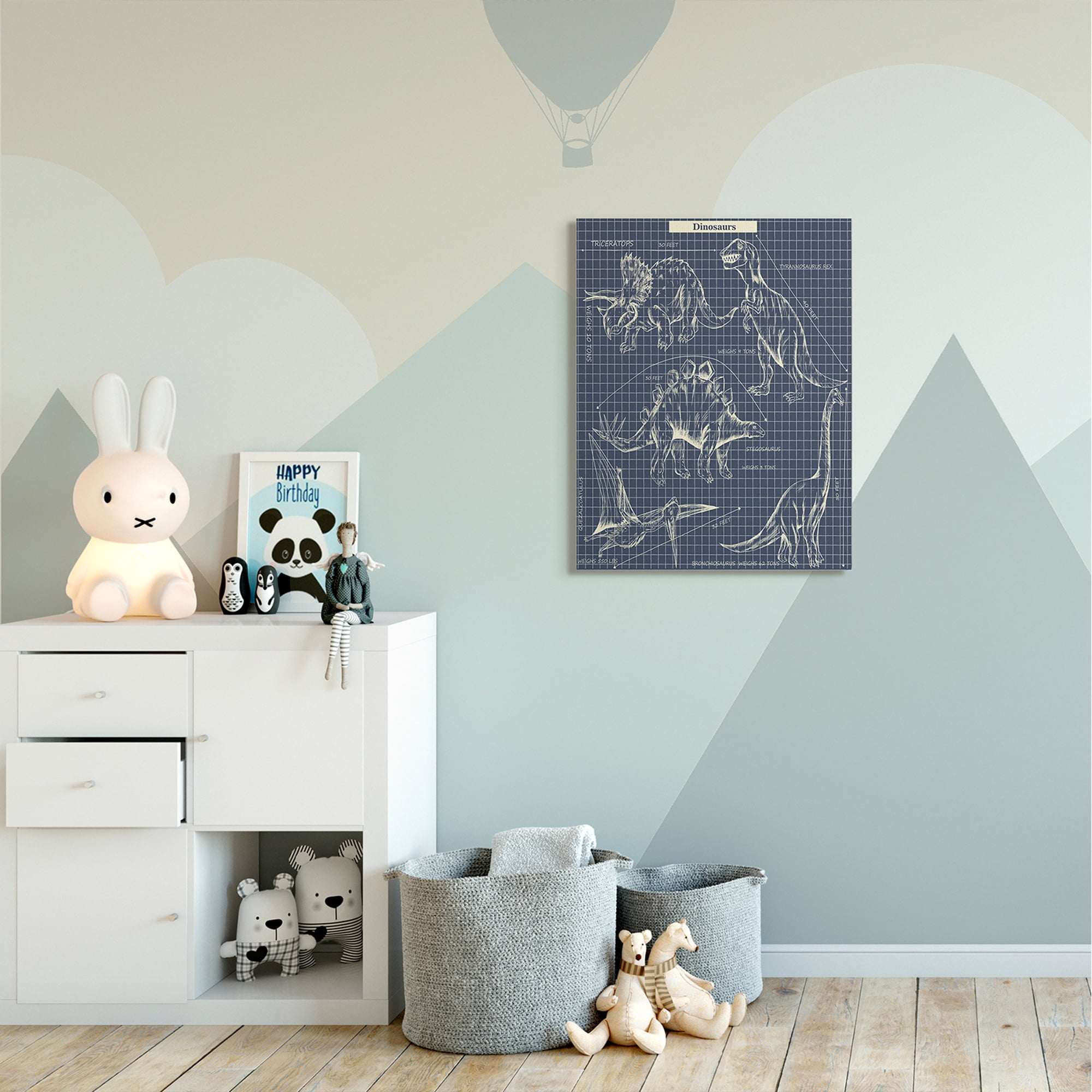Stupell Industries Vintage Dinosaur Blueprints Dino Fact Graph Canvas Wall Art by Sangita Bachelet