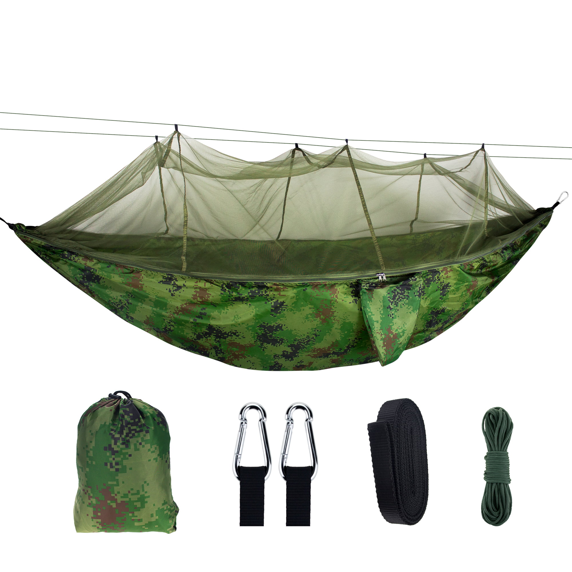 Portable Travel Camping Hammock Outdoor Swing Bed Mosquito Net Nylon Parachute 