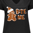 thumbnail image 4 of Inktastic Bite Me Gingerbread Women's Plus Size V-Neck T-Shirt, 4 of 5