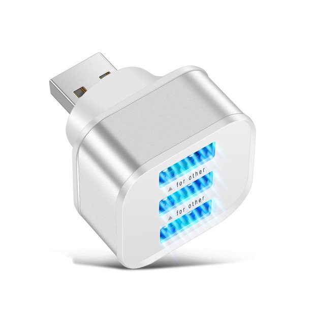 Adaptador de puertos HUB 3 USB2.0 Cargadores de teléfono rápidos con indicador LED Plata Hugtrwg Para estrenar