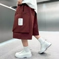 thumbnail image 5 of NAISIBABY Boys's Cargo Shorts Size 14-16, Baggy Fit Elastic Waist Cotton Fashion Summer Causal Bermuda Shorts Wine（5-15T), 5 of 8