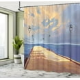 thumbnail image 5 of Ambesonne Wooden Shower Curtain, Bridge Pier Sea Harbor, 69"Wx84"L, Cream Blue, 5 of 5