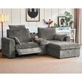 thumbnail image 1 of BEDEEP 103'' Power Reclining Loveseat Sofa with Console, Chenille 3-Seater Recliner Sofa for Living Room RV with Wireless Charger, USB, Cup Holder, Headrest, Drawer, Grey, 1 of 9