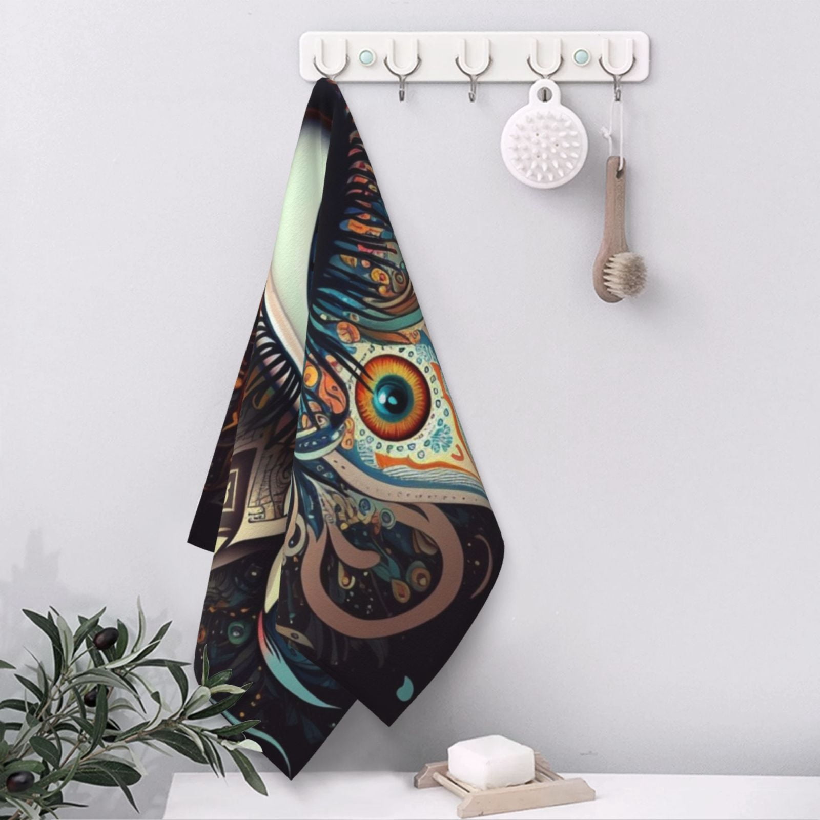 Magic Evil Eyes Psychedelic 27.5" x 16" Ultra Soft Hand Towel, Face Wash Cloth for Bathroom, Gym, Travel, Pool