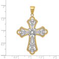 thumbnail image 3 of 14K and White Rhodium Large Diamond-cut Filigree Cut-out Cross Pendant C4272, 3 of 4
