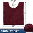 thumbnail image 2 of Smiry Chenille U-Shaped Toilet Bathroom Rugs, Soft Absorbent Non-Slip Contoured Carpet, Machine Washable Bathroom Mats, 20"X24", Wine Red, 2 of 7