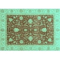 thumbnail image 1 of Ahgly Company Machine Washable Indoor Rectangle Oriental Turquoise Blue Traditional Area Rugs, 2' x 5', 1 of 4