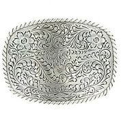 M&F Western Products 37234 Nocona Rectangle Edge Floral Scrolll Buckle - Antique Silver