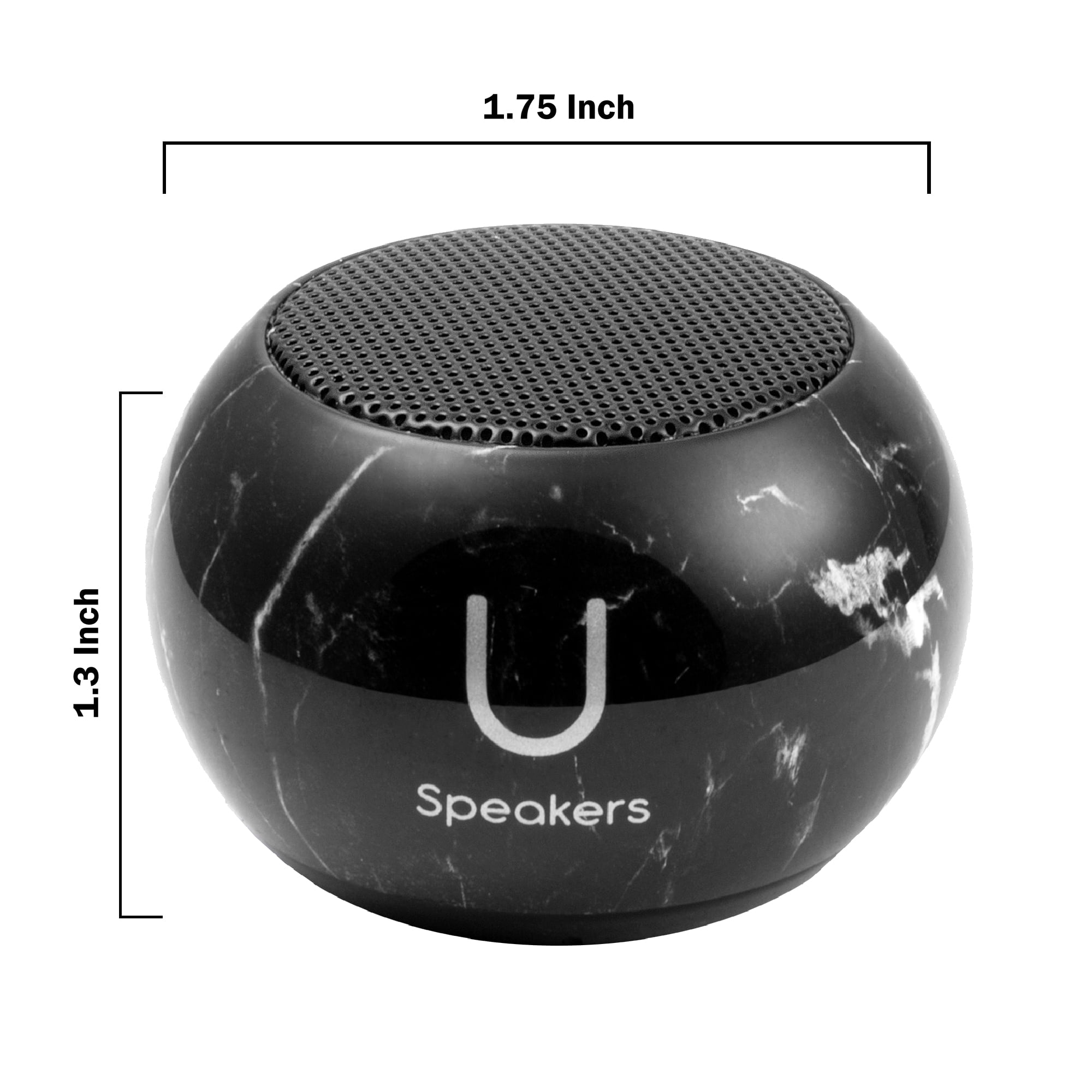 Fashionit U Speakers Mini Bluetooth Computer Speaker 2-Pack Bundle with Matching Speaker, Built-In Mic & Selfie Remote Control, for Workspace, Desktop, Laptop, Mobile, Tablet, PC - Black Marble