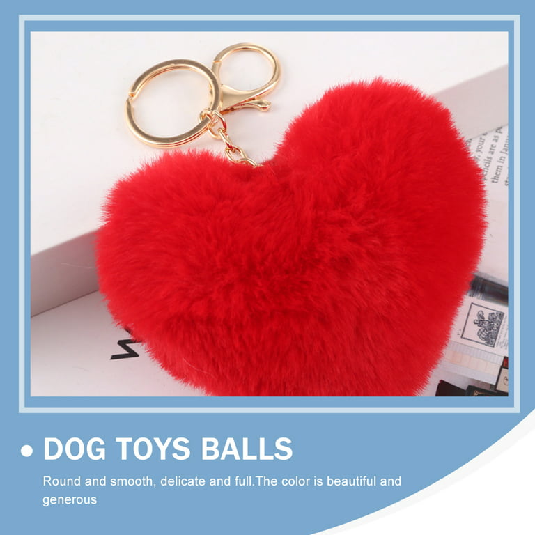 4pcs Plush Heart Key Chains Heart Pom Pom Ball Key Chain Bag