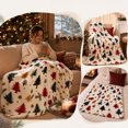 thumbnail image 4 of Cififendec Christmas Multi Color Tree Print Fleece Throw Blanket, 51.18"×39.37", Soft Plush Blanket with Xmas Tree Patterns for Bed Sofa Holiday Lounging, 4 of 7
