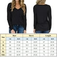 thumbnail image 2 of TEMOFON Women's Tops Long Sleeve V-Neck Shirts Loose Casual Tee Cute T-Shirt with Pocket Fall Winter Flowy Tunic Tee Black, 2 of 5
