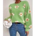 thumbnail image 4 of Suéter de moda de otoño e invierno para mujer de Europa y América, jersey de punto suelto de manga larga con cuello redondo, suéter pequeño de crisantemo de otoño para mujer, 4 of 5