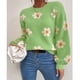 thumbnail image 5 of Suéter de moda de otoño e invierno para mujer de Europa y América, jersey de punto suelto de manga larga con cuello redondo, suéter pequeño de crisantemo de otoño para mujer, 5 of 5