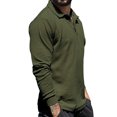 thumbnail image 5 of Hanerdun Men Casual Polo T-Shirts Male Long Sleeve Tees Tops Army Green S, 5 of 5