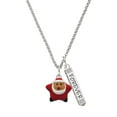 thumbnail image 1 of Delight Jewelry Silvertone Red Star Santa Silvertone Forever Bar Charm Necklace, 23", 1 of 4