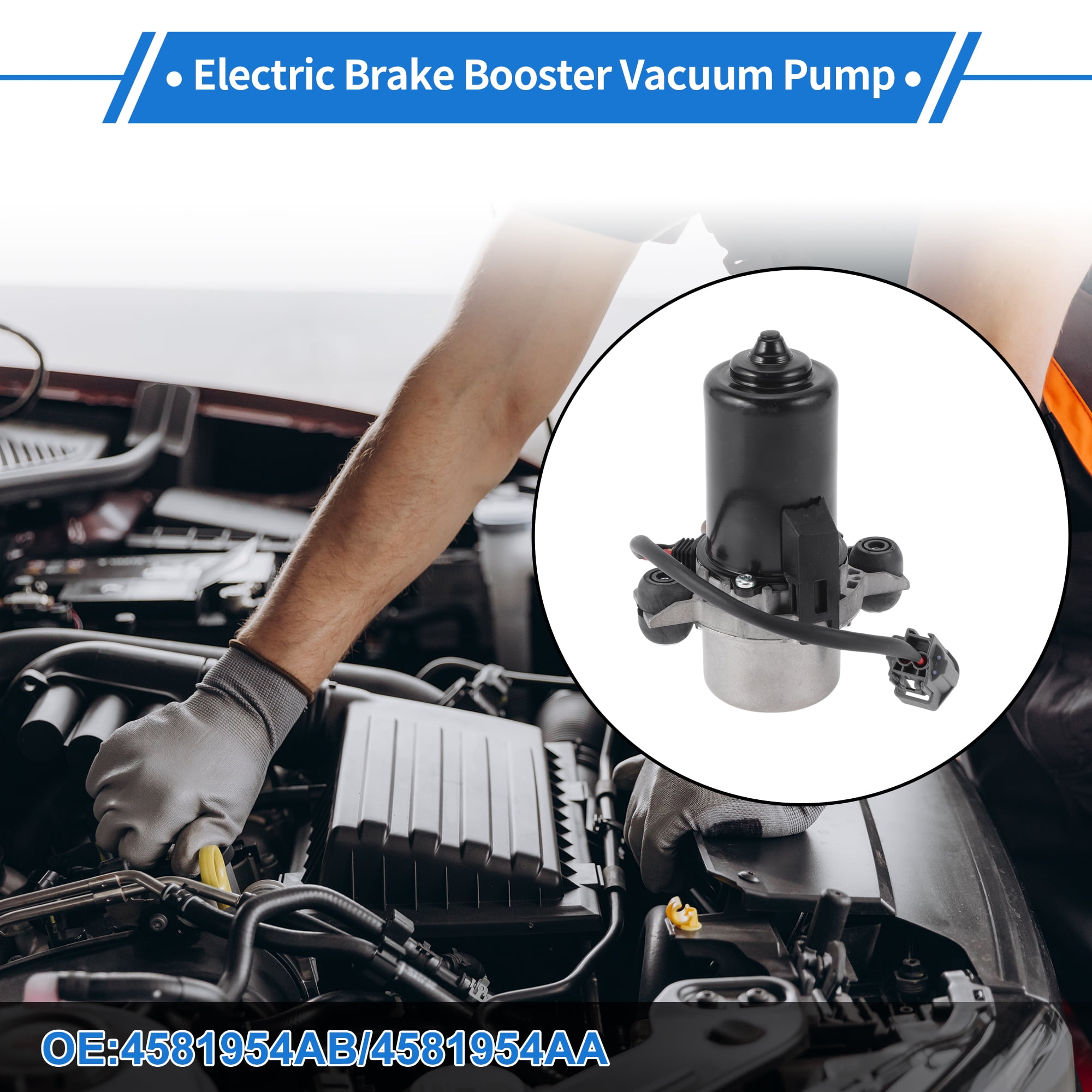Unique Bargains Electric Brake Vacuum Pump No.4581954AB/4581954AA Electric Vacuum Pump for Jeep Grand Cherokee 3.0L 3.6L 2016-2019 Aluminum Alloy 1 Pcs