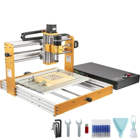 VEVOR CNC Router Machine, 3040 Engraver Milling Machine with Offline Controller Limit Switches Emergency-Stop, DIY 3 Axes Cutting Kit for Wood Metal Acrylic MDF, 400 x 300 x 100 mm Large Working Area