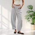 thumbnail image 2 of vigerkar Cotton Baggy Low Rise Barrel Pants for Women, Relaxed Lounge Boho Beach Travel Wide Leg Trousers, Breathable Summer Style (Light Gray, XXL), 2 of 6