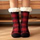 thumbnail image 2 of WILLBEST Calcetines De Felpa De Invierno Con Estampado De Cuadros Gruesos Para Dormir Y Nieve, 2 Unidades, 2 of 3