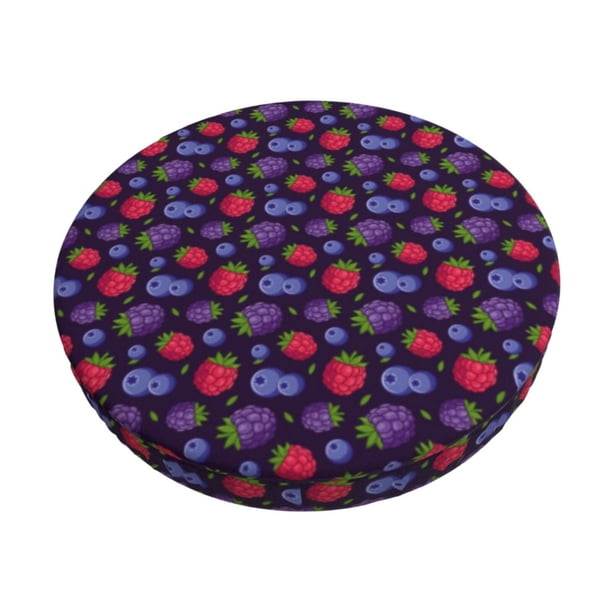 Disketp Blackberries Funda Redonda para Taburete, Funda de Cojín para Silla de Bar Suave y Elástica-12 inch