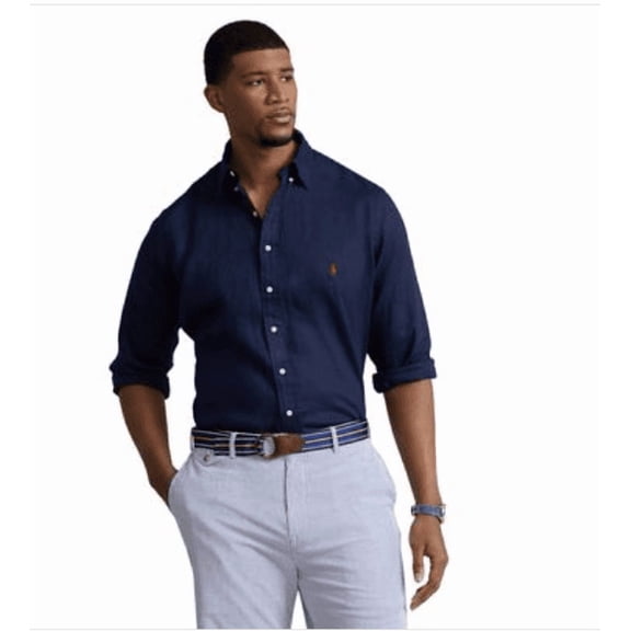 Polo Ralph Lauren Men's Big & Tall Lightweight Linen Shirt - Newport Navy