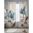 thumbnail image 3 of Teal Broccoli Sheer Curtains 84 inches Long 2 Panels Set Rustic Farmhouse Flower Leaf Retro Brown Sheer Window Curtain Rod Pocket Voile Drapes for Living Room/Bedroom, Each 52" W x 84" L, 3 of 7