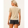 thumbnail image 3 of Blusa de fiesta de manga corta con cuello redondo y lentejuelas de terciopelo para mujer Albaricoque XL, 3 of 6