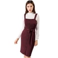 thumbnail image 3 of INSPIRE CHIC Women's Button Decor Sheath Suspender Overall Jumper Dress, 3 of 6
