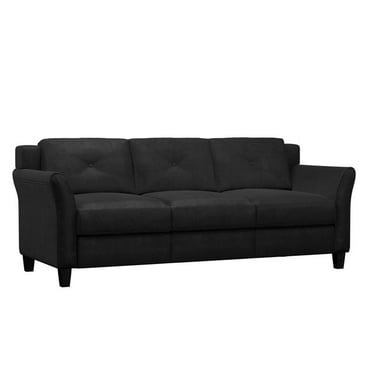 Kingfisher Lane Contemporary Sofa in Black Microfiber Upholstery