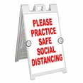 thumbnail image 1 of Please Practice Safe Social Distancing (24" X 36") Deluxe A-Frame Signicade, Includes 2 Removable Panels & Stand, 1 of 4