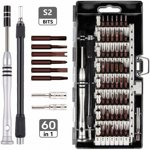 Jinsinto Kit de tournevis de précision, 60 en 1 Jeu tournevis magnétique, Torx Bit Computer réparation pour Macbook, PS4 Pro, Iphone, PC, DIY, Montres, lunettes