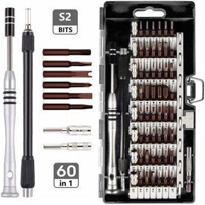 Jinsinto Precision Screwdriver Precision Screwdriver Kit, 60 in 1 Set Magnetic Screwdriver, Torx Bit Computer Repair for Macbook, PS4 Pro, Iphone, PC, DIY, Watch, Glasses