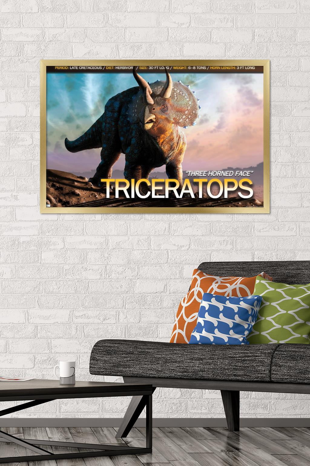 Dinosaurs - Triceratops Wall Poster, 22.375" x 34", Framed