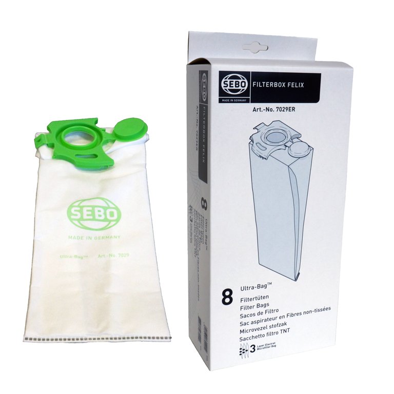 SEBO Felix Ultra-Bag Filterbox, Replacement Bags 8 Pack