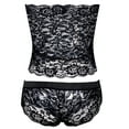 thumbnail image 2 of Women 2PCS Sexy Lingerie Set Solid Color Lace Off Shoulder Crop Bra Triangle Low Cut Panty Set for Lovers Couples, 2 of 5