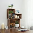 thumbnail image 4 of Sintosin Farmhouse Wooden Storage Box Set of 3, Distressed Small Wooden Crates with Metal Corners, Brown, 4 of 9