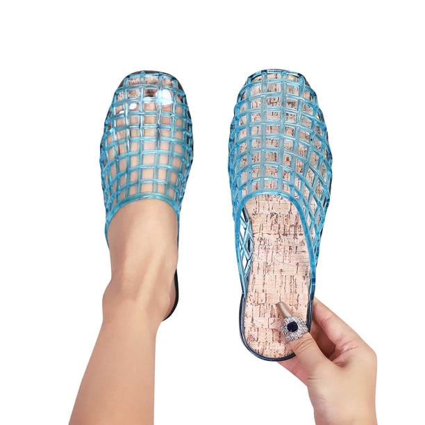 Amzcrzy Zapatos de mujer,Zapatos de mujer,Zapatillas de mujer, Chanclas planas de verano para mujer, de gelatina de cristal, informales, para playa Sandalias Mujer Zapatillas De Casa
